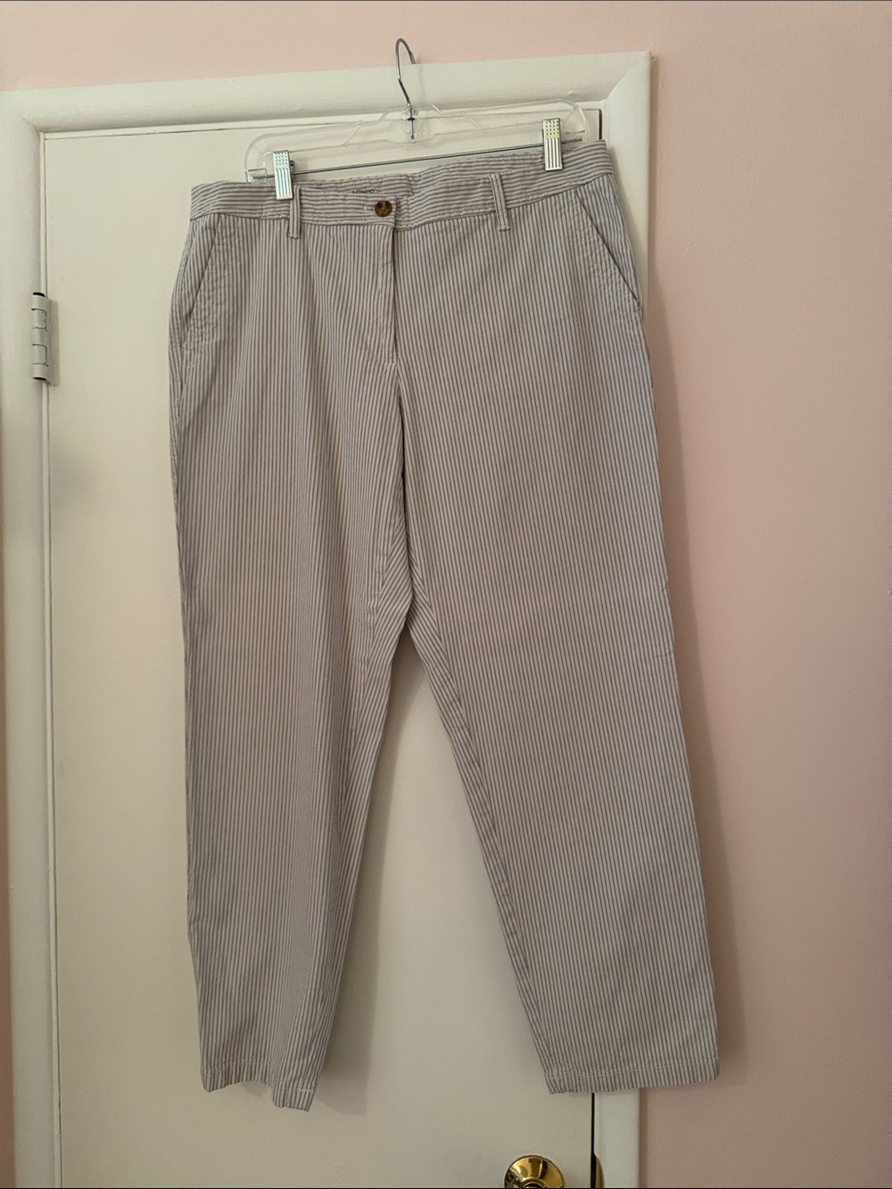 Talbots Women's Blue and White Pinstripe Chinos